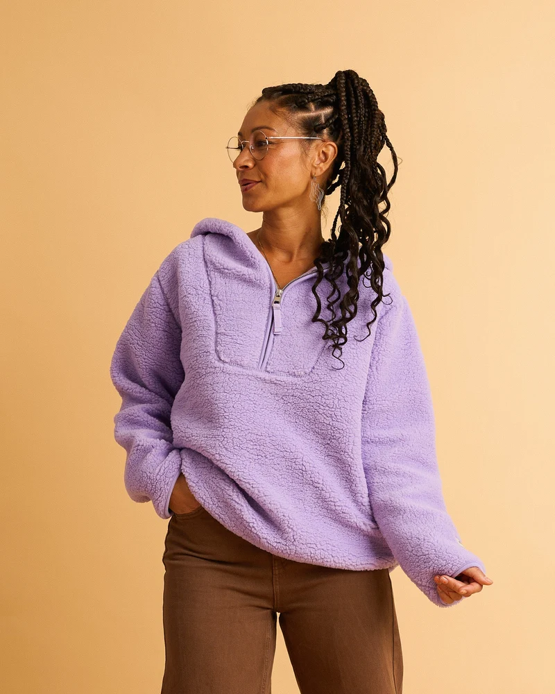 Teddy Zip Hoodie - Lilac
